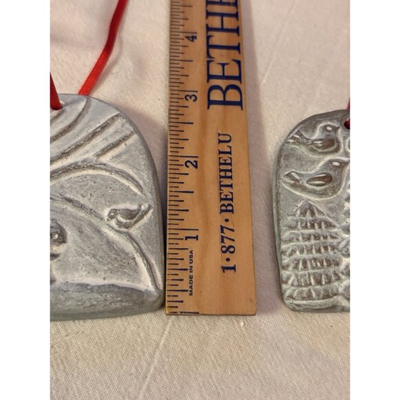 Vintage Signed Isabel Bloom Lot Set 2 Christmas Ornaments Cast 1989 1991 - Picture 6 of 7